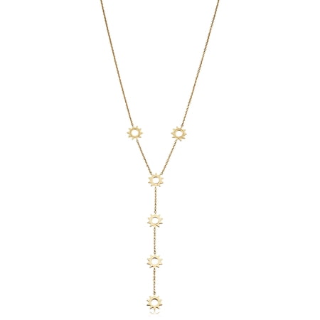 Au Naturale 14k Yellow Gold Sunshine Station Adjustable Length Y Necklace for Women (adjusts to 17 or 18 inch)