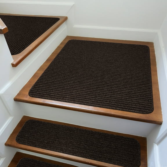 Beverly Rug Indoor Landing Mat Washable Non Slip Rug Stair Step Brown 31" x 31"