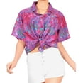 thumbnail image 5 of LA LEELA Button Down Shirt for Women Casual Summer Beach Party Blouse Shirt Dressy Tops Blouses Short Sleeve Dress Hawaiian Shirts for Women S Aztec, Autumn Pink, 5 of 5