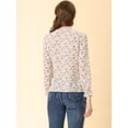 thumbnail image 4 of Allegra K Blusa Floral Elegante Con Cuello En V Y Encaje De Manga Larga Con Volantes Informal De Verano Para Mujer Beige S, 4 of 5
