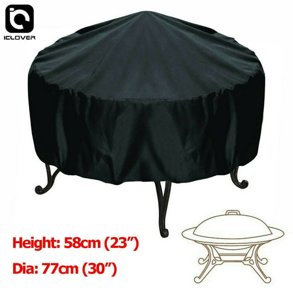 Outdoor Round Fire Pit Cover, IClover [23"x30"] Dustproof Waterproof UV Protector, Patio Garden Grill BBQ Cover Fire Pit Accessory