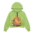 thumbnail image 4 of Xoenoiee Capybara Sunflower Print Girls Hoodies Half Zip Cropped Fleece Sweatshirts with Pocket Kids Long Sleeve Fall Winter Clothes, Size 11-12 Years, 4 of 7