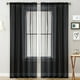 thumbnail image 5 of Cortinas de gasa de poliéster semioscuras negras, color sólido, decorativas, modelos a través de la barra, 5 of 7