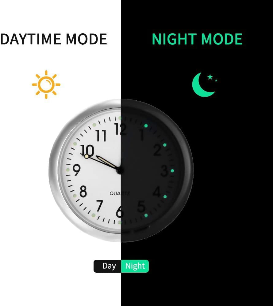 SOOTOP Quartz Car Clock Stick on Dashboard Car Clock with Night Display 