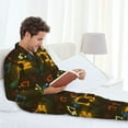 thumbnail image 6 of Lsque Monochrome Excavators Pattern Long Sleeve Pajama Set for Men - Soft 2-Piece Sleepwear and Loungewear Set with Pockets, Comfy Nightwear-Large, 6 of 7