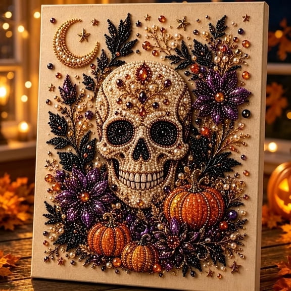 3D Diamond Painting Crafts Halloween Ghost Pearl Art DIY Kit, Pearl Art Kits for Adults, Spooky Cute 3D Diamond Painting Crafts for Adults, DIY Home Wall Decor (type 3)