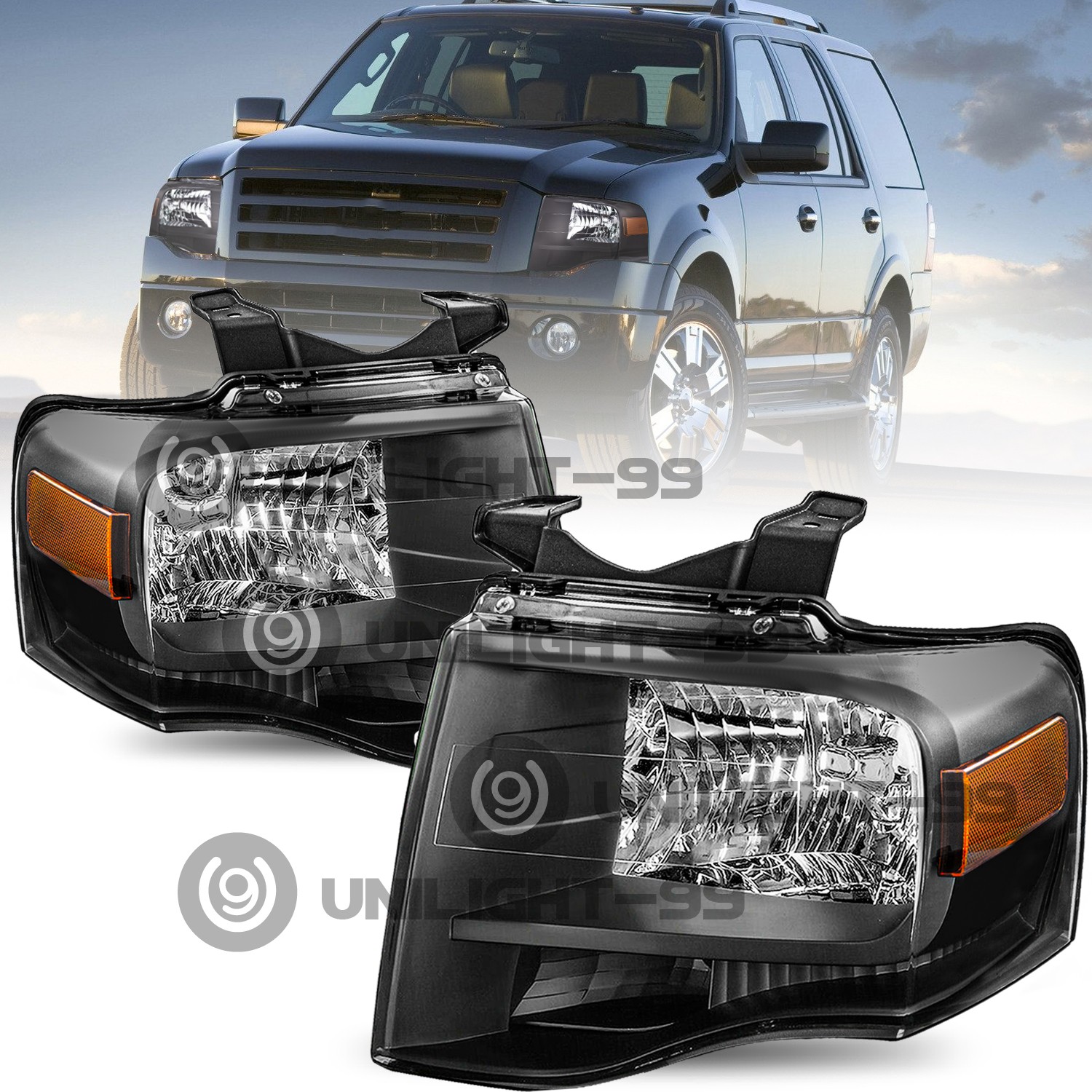 For Ford Expedition 2007-2014 Headlight Driver and Passenger Side, Pair