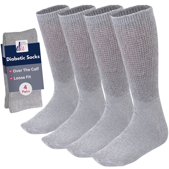 Debra Weitzner Diabetic Socks for Men and Women Over the Calf Knee High Cotton Socks Loose Fit 4...