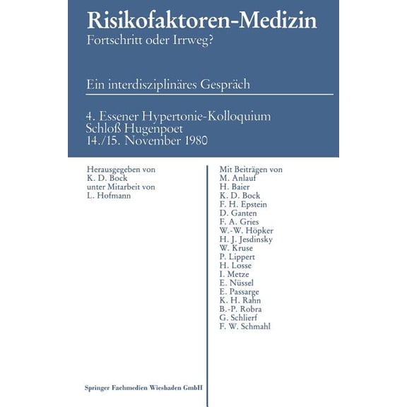 Risikofaktoren - Medizin: Fortschritt Oder Irrweg?, (Paperback)
