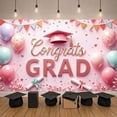 thumbnail image 3 of Colorful Balloons Graduation Banner Graduation Cap Congrats Display Star Decor Ribbon Streamers Grad Backdrop for Graduation Party College Graduation Photo Shoot, 3 of 9