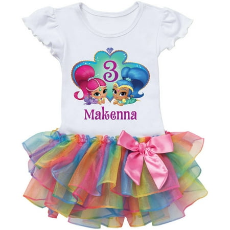 Personalized Shimmer And Shine Birthday Wish Rainbow Tutu Tee -2T, 3T, 4T, (Birthday Wishes Images For Best Friend Female)