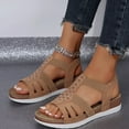 thumbnail image 4 of Women's Flat Sandals Women's Oofos Shoes Women's Fashion Casual Spring And Summer Outer Wear Hollow Solid Color Round Head Open Toe Elastic Wedge Heel Thick Bottom Sandals Yellow, 4 of 5