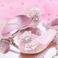 thumbnail image 4 of Girls Sparkly Rhinestone Dress Shoes Kids Glitter Princess Mary Jane Shoes Low Heels Party Wedding Footwear, 4 of 6