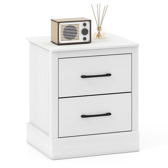 GVN Wood Compact Floor Nightstand with Storage Drawers, Bedside Table for Living Room, Bedroom, White