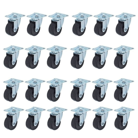 24 Pack 2" Caster Wheel Black Smooth and Sturdy Heavy Duty Swivel Chair Caster Rotate 360 Degrees