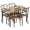 Brown（Table and 4 Wooden Chairs）, variant on Jojoka 5 Piece Dining Set for 4, Wood Top Table and 4 Chairs, Sturdy and Durable Industrial Breakfast Dinette Home Furniture for Small Space, Kitchen, Apartment, Dining Room, Rustic Brown