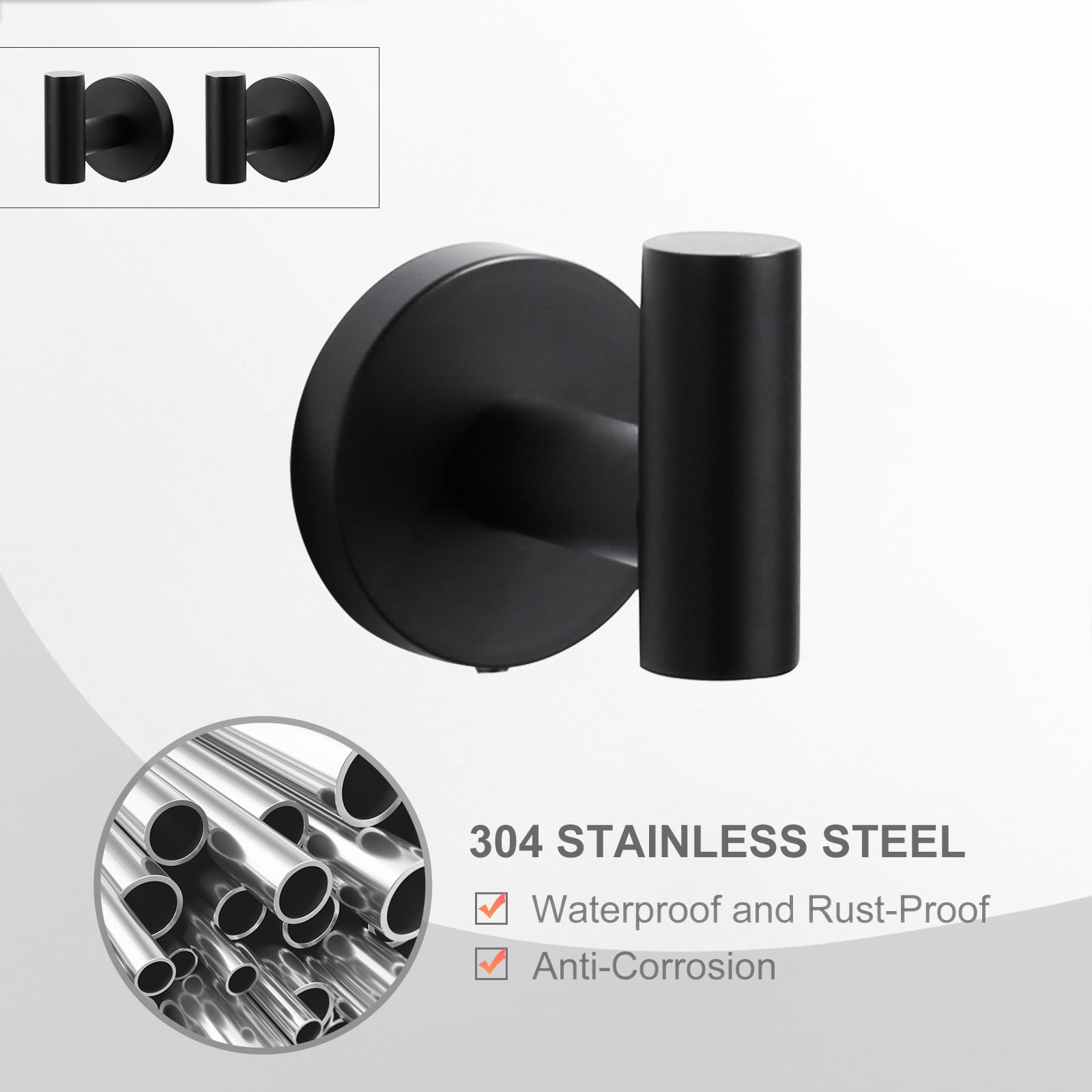 Stainless Steel J-Hook Robe/Towel Hook in Matte Black