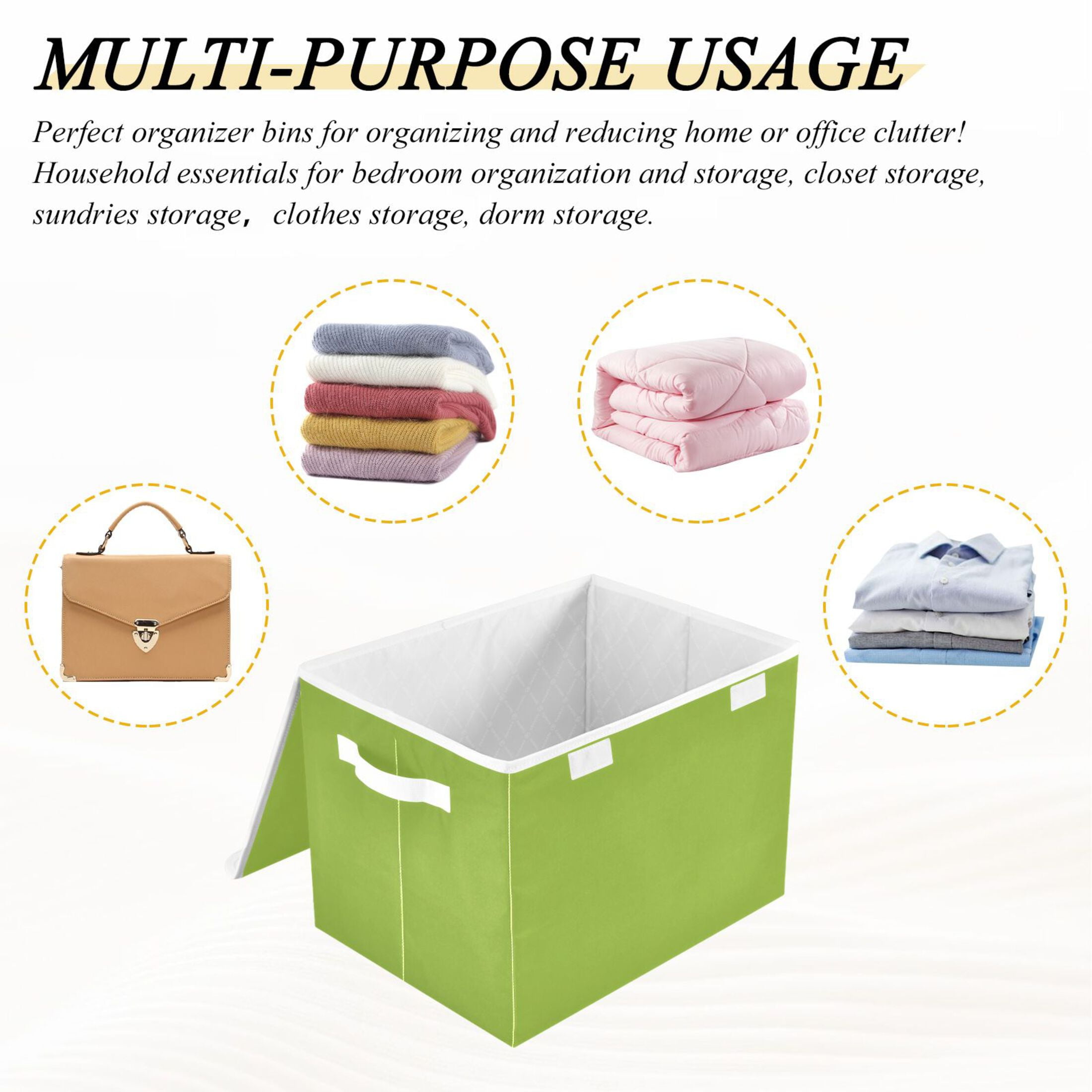 Ryvnso Green Large Lidded Foldable Storage Baskets Cubes Boxes Lids Bin for Home