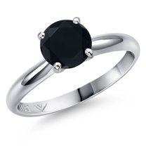 Gem Stone King 900 Platinum Black Onyx Engagement Ring for Women | 1.28 Cttw | Round 7MM | Gemstone December Birthstone | Size 8