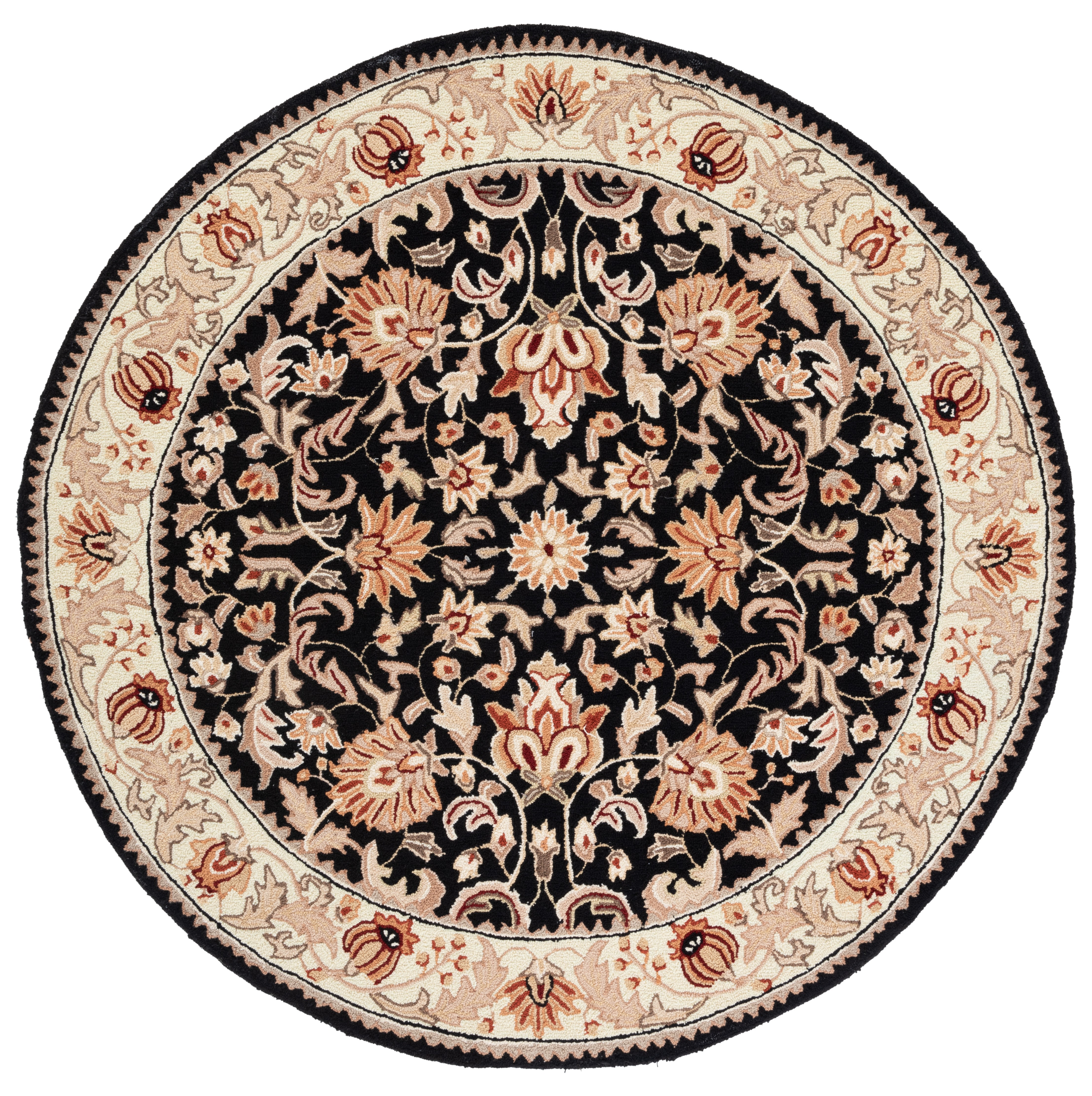 Safavieh Easy Care Myrtle Floral Area Rug, Black/Ivory, 8' x 8' Round
