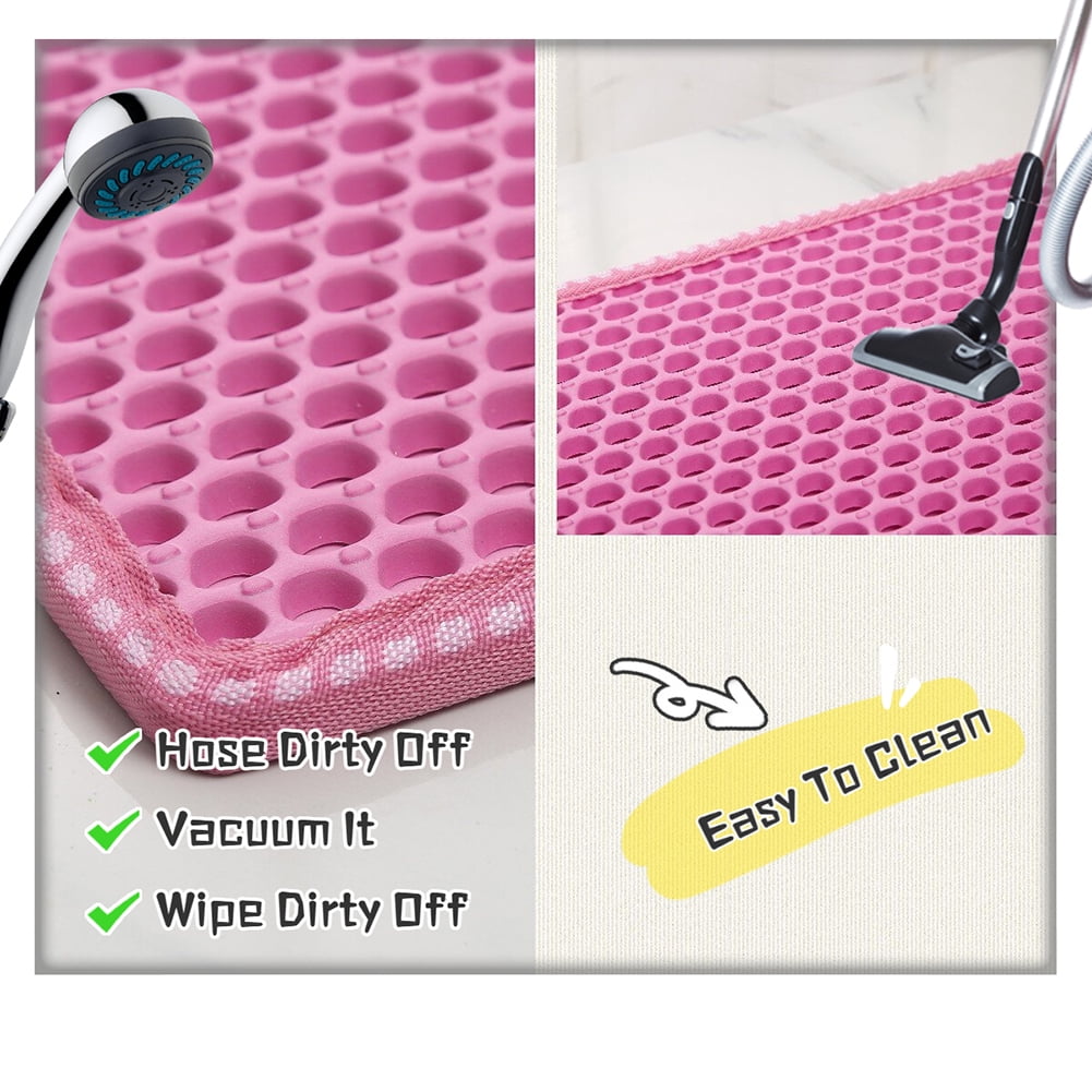 2-Layer Cat Litter Mat Litter Trapper Pink Traps Litter from Box, Soft on Kitty Cat Paws Honeycomb Double-Layer, Helps to Waste Less Litter on Floors Size 21" X 14" 2-Layer Cat Litter Mat Litter Trapper Pink Traps Litter from Box, Soft on Kitty Cat Paws Honeycomb Double-Layer, Helps to Waste Less Litter on Floors Size 21" X 14"