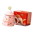 thumbnail image 4 of Taza de cerámica navideña, linda taza navideña, taza de leche, taza de la mañana de Navidad, regalo de Navidad rosa, 4 of 9