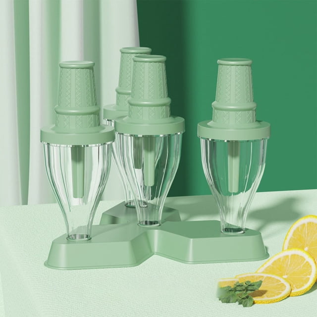 1PC Baby Popsicle Molds Ice Tray Holder 4pcs Reusable Ice Holder Ice Tray Holder For Kids Ice Maker Mess Plastic Ice With Reusable Sticks & Drip Guard For Freezer Snacks/Dishwasher Green