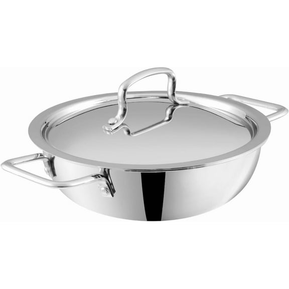 Vinod Smart Triply Stainless Steel Extra Deep Kadai with Lid - 26cm (3.7Ltrs) (Induction Friendly)