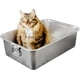 thumbnail image 1 of Stainless Steel Litter Box with Handle 15.8x11.8x5.9in High Sides Metal Litter Box Rustproof Scratchproof Extra Large Cat Litter Box for Cat Rabbit, 1 of 4