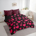 thumbnail image 3 of Feelyou Romantic Love Heart Bedding Comforter Set 7pcs for Child, Kawaii Cartoon Black Red King Bedding Sets, Dreamy Princess Style Reversible Bed Sheets, Ultra Soft Bedroom Decor, 3 of 7