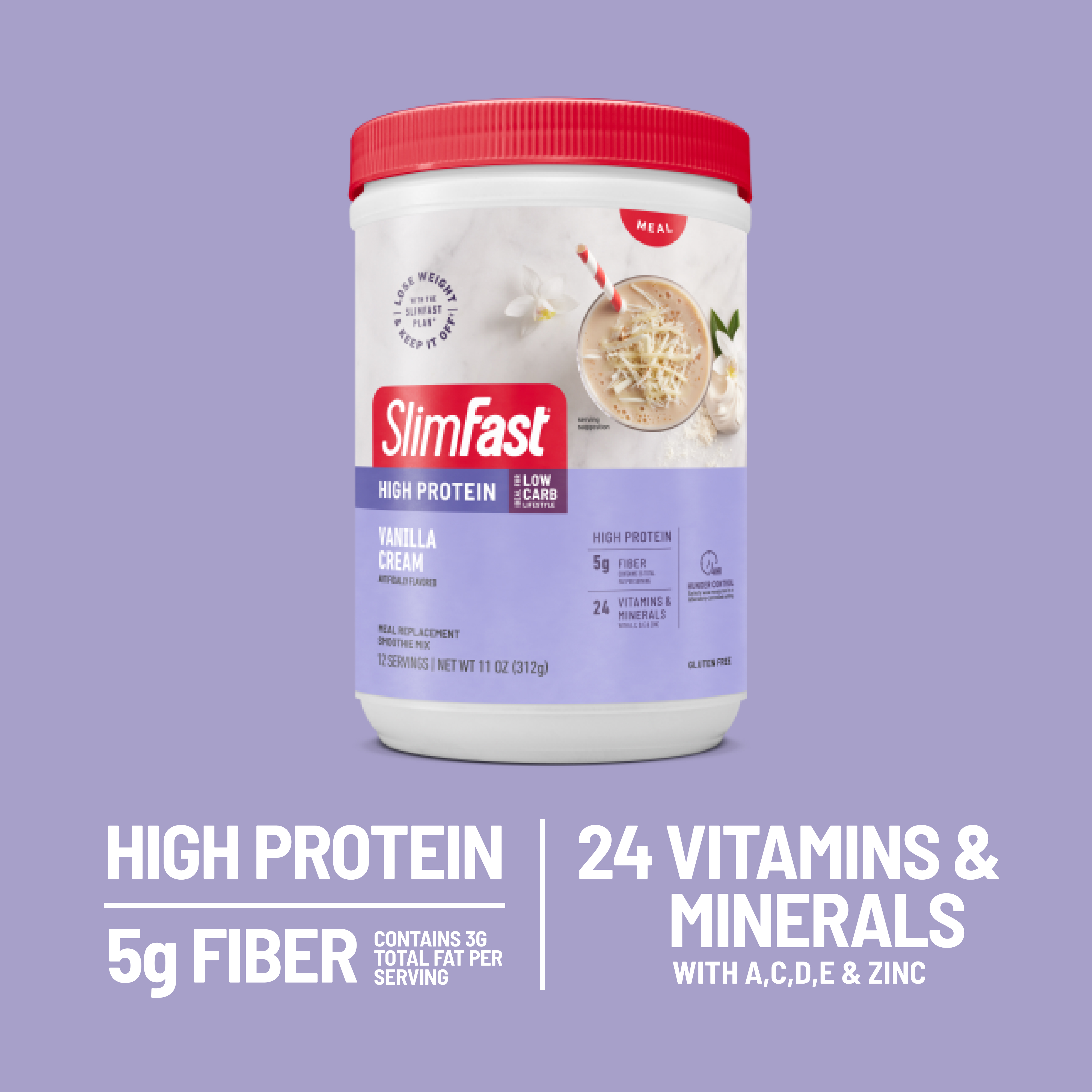 SlimFast High Protein, Vanilla Cream, Meal Replacement Smoothie Mix, 12 Servings - image 4 of 6