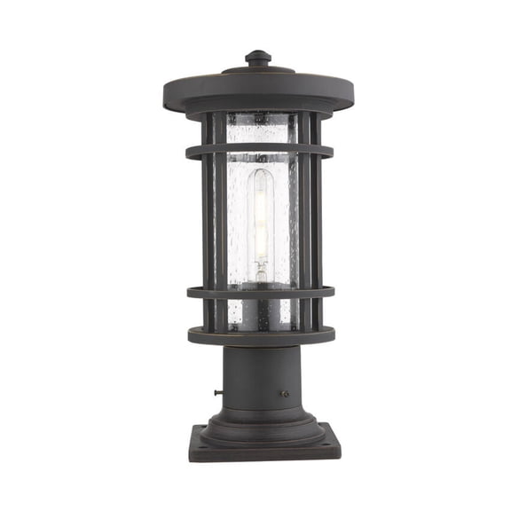 Z-Lite Jordan 17" Seedy Glass Aluminum Outdoor Mounted Lamp Pier in Bronze