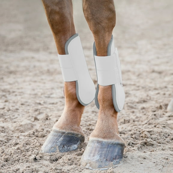 HORZE Tendon Boots, Color: White/Grey, Size: Cob (19415-WH/G-COB)