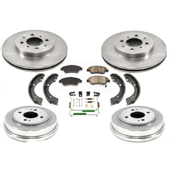 Fits 07-08 Honda Fit Front Brake Rotors Ceramic Pads Drums Shoes Springs 7pc