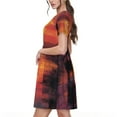 thumbnail image 2 of Balery Sunset River Western Cowboy Vestidos sueltos de manga corta para mujer, vestidos de verano 2025, vestidos casuales de corte A con vuelo., 2 of 6