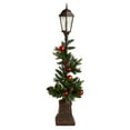 thumbnail image 3 of Nearly Natural 50 Warm White LED Lights, 5' Holiday Decorated Lamp Post with Artificial Christmas Greenery, Ornaments, Indoor Outdoor Patio Porch Décor, 3 of 10