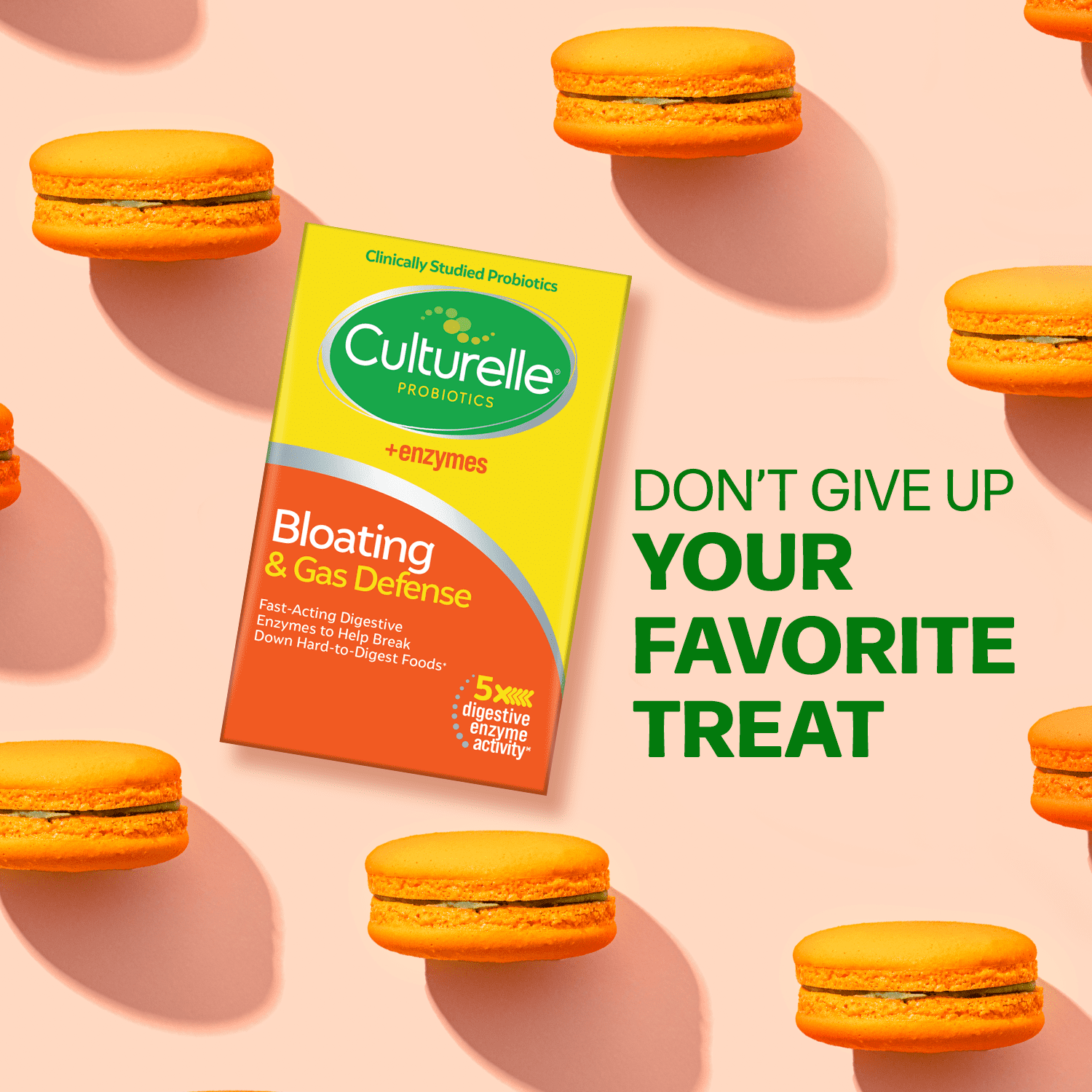 Culturelle Probiotics + Enzymes Bloating and Gas Defense Supplement, Relieves Indigestion for Adults, 30 Count