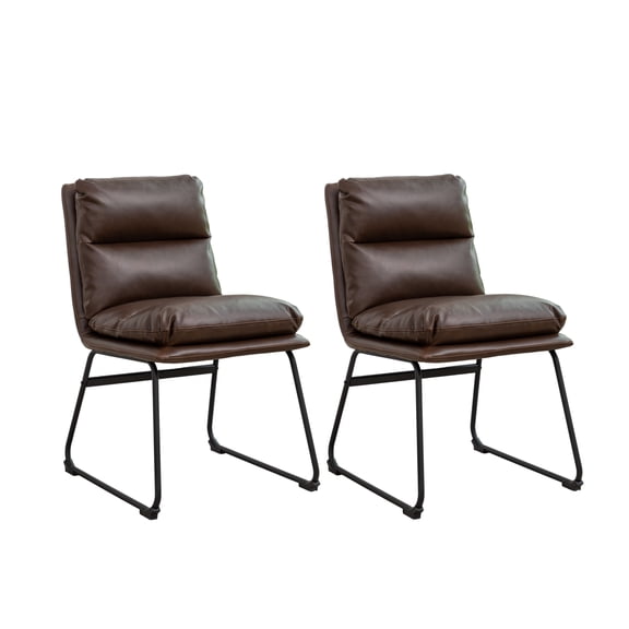 Roundhill Furniture Milos Contemporary Upholstered Dining Chairs, Set of 2, Antique Brown