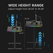 GTRACING Adjustable Height RGB Electric Sit or Stand Computer Desk with LED Lights, Black