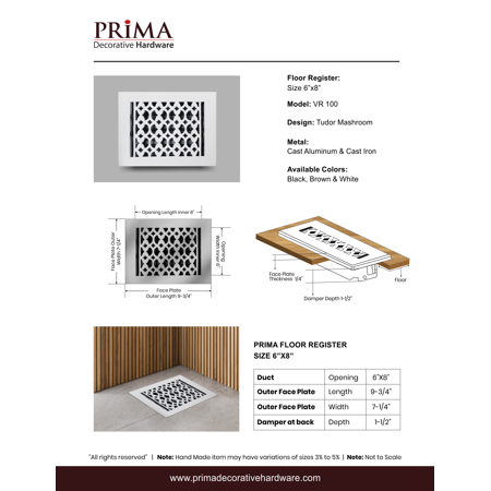 Cast Iron Floor Register 6 X 8 Vr 100 Walmart Canada