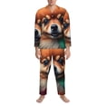 thumbnail image 3 of Yiaed Colorful Leaf Chihuahua Print Men’s Pajamas Set - Long Sleeve Button Down Sleep Shirt and Pajama Bottoms Sleepwear Set Mens Pjs Sets Men's Pajama Bottoms-, 3 of 7