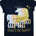 thumbnail image 2 of Unicorn "don't be basic" Big Girl's T-Shirt - Medium (7-8), 2 of 4