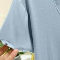 thumbnail image 6 of Lovskoo Summer Tops for Women 2024 Ruffled Short Sleeve Solid Round Neck Basic Shirts Sky Blue 2XL, 6 of 8
