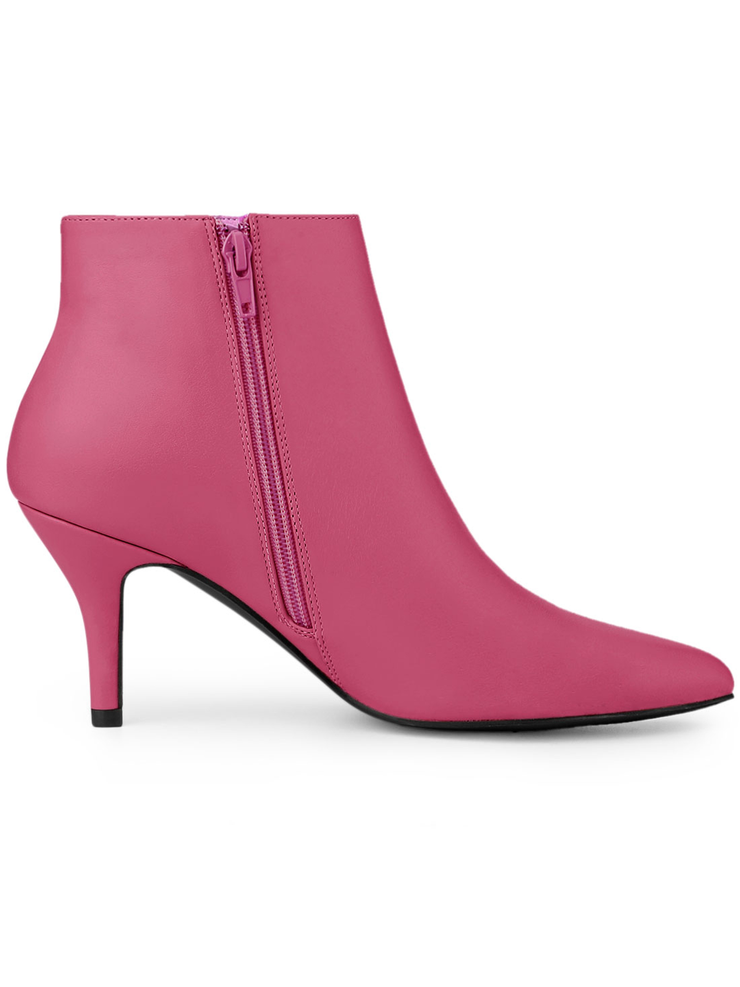 DARING DIVA Women's Pointed Toe Zipper Stiletto Heel Ankle Wrap Boots Hot Pink 7