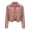 Pink, variant on qolati Women's Faux Leather Crop Jacket 2024 Fall Fashion Button Down Long Sleeve Casual Moto Biker Jacket Outerwear Lapel Collar Short Coat Streetwear