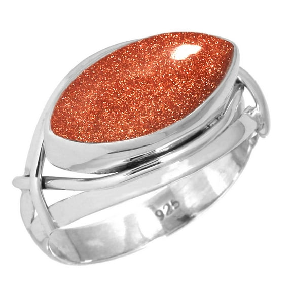 925 Sterling Silver Ring Gold Stone Handmade Jewelry