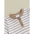 thumbnail image 5 of Hirigin Newborn Baby Boy Girl Clothes Set Ribbed Short Sleeve Striped Romper Top and Shorts 3 6 9 12 18 Months Casual Summer Outfits, 5 of 8