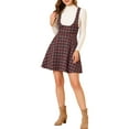 thumbnail image 5 of Allegra K Women's Pinafore Tartan Checks Braces A-Line Suspender Skirt, 5 of 6