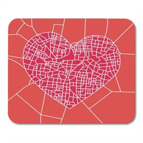 SIDONKU City Map with Detailed Streets in Heart Shape Vector Illustration Mousepad Mouse Pad Mouse Mat 9x10 inch