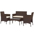 thumbnail image 1 of Outsunny Ensemble de Mobilier de Balcon Extérieur en Osier 4 Pcs Ensemble de Mobilier de Patio en Rotin avec Causeuse Chaises Table Basse en Verre Beige, 1 of 7